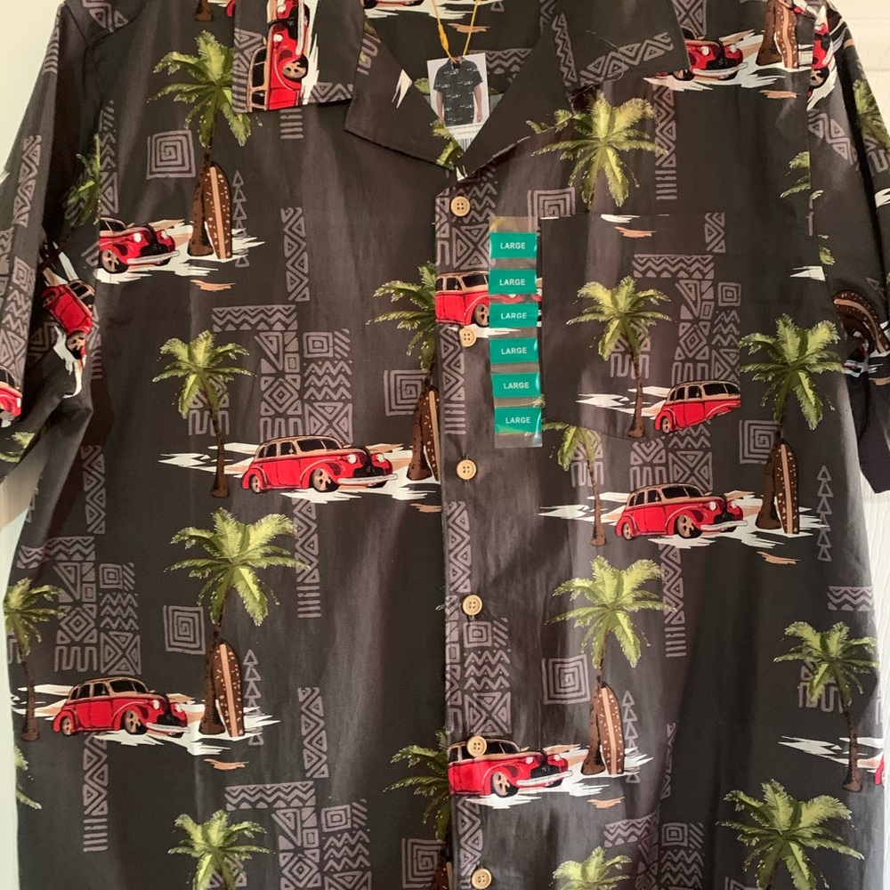 Men’s comfort, short sleeve, shirt by barefoot in Paradise, vintage cars print